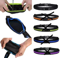 【在庫処分ある分のみ激安で販売 】 脅威の伸縮性 】 アフィニティポーチ ウエストバッグ ダブル ポケット 収納 伸縮 軽量 【 大容量収納 】 ランニング 旅行 ウォークマン 携帯 財布 フィットネス 【 防水加工 】 ダブルポケットタイプ ブラック-1(上