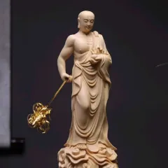 彫刻家　佐々木大樹作　青銅　観音像　仏像　重さ約1.9㎏　共箱　M　R7716B 彫刻家佐々木大樹作青銅観音像仏像重さ約1.9㎏共箱MR7716B