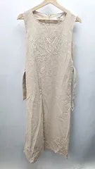 ◇ ◎ nano universe バックジップ クルーネック ノースリーブ ロング丈 ワンピース サイズF ベージュ レディース E  【1405140029666】