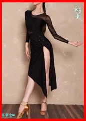 【美品 日本製社交ダンス衣装】ワンピース ドレス Scarlet 黒 キラキラ Amazon.co.jp: 全3色 S~3XL キラキラ ビジュー 社交ダンス