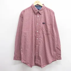 XL/古着 トミーヒルフィガー トミージーンズ 長袖 ブランド シャツ メンズ ワンポイントロゴ 大きいサイズ ロング丈 コットン エンジ他 チ