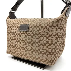 ✨良品✨ COACH コーチ ハンドバッグ  トートバッグ パーティバッグ アクセサリーポーチ シグネチャー ロゴパッチ キーホルダー キャンバス レザー 革 ベージュ 肌色 ブラウン 茶色 ユニセックス 男女兼用 メンズ レディース