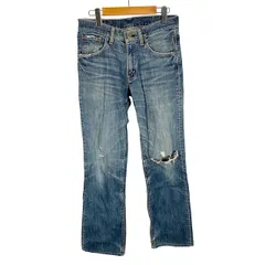 リーバイス Levi's 502 デニムパンツ ジーンズ ダメージ加工 牛革ラベル インディゴブルー 29インチ
