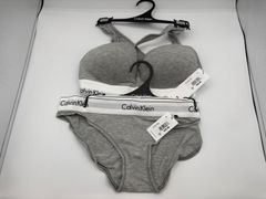 [カルバンクライン] ck レディース ブラジャー ショーツ セット スポーツ ジム 筋トレ 運動 無地 女性用 下着 QF1654+F3787 GREY_HEATHER(020) M [並行輸入品]