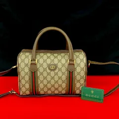 極 美品 GUCCI グッチ オールドグッチ ヴィンテージ シェリーライン GG ロゴ 金具 レザー 2way ハンドバッグ ショルダーバッグ 茶 29326