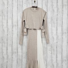 【 rienda 】リエンダ バイカラークロップドベストセットワンピース