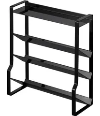 『大人気』 ブラック 約W24×D9.5×H26.7cm ４段 タワー tower スリムスパイスラック 調味料ラック 出し入れスムーズ 山崎実業(Yamazaki) 8145