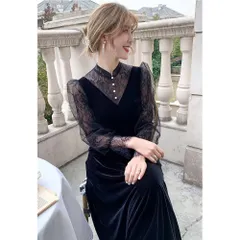 ☆ ブラック ☆ Mサイズ ☆ パーティロングドレス ベロア生地 お呼ばれ パーティドレス 結婚式 お呼ばれ パーティードレス ロングドレス オケージョンドレス フォーマルドレス イブニングドレス 演奏会 お呼ばれドレス 披露宴 二次会 成人式 同窓会