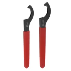 uxcell レッドの滑り止めハンドル付き 旋盤クランプ用34-36mmコレットチャックナット用Cフックスパナレンチ