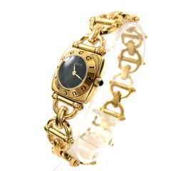 GUCCI グッチ ホースビット 6400L SS/QZ ブラック文字盤 レディース腕時計 稼動品【OE-819】