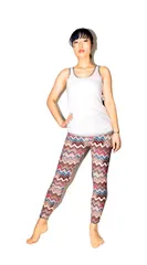 [ドナリー] レギンス スパッツ レギパン 柄物 エスニック デザイン プリント カラー レディース (ウェーブ) [ウェーブ] [Free Size]