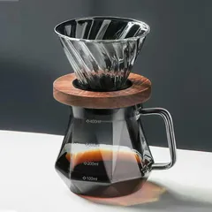 コーヒードリッパー ドリップ器具サーバーセット木製ホルダー耐熱ガラス 400MLのサムネイル