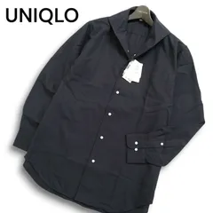 【新品 未使用】 UNIQLO ユニクロ 通年 COOL MAX★ 長袖 ドライ ノンアイロン オックスフォード シャツ Sz.L メンズ 黒