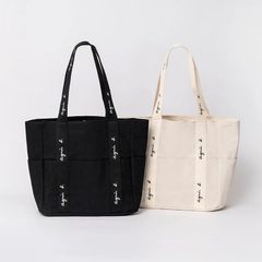 アニエスベー agnes b. ロゴテープコットントートバッグ ハンドバッグ 2色