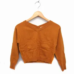 ムルーア MURUA ニット セーター Vネック クロップド リブ ハイゲージ ワイド 長袖 F オレンジ /NT29