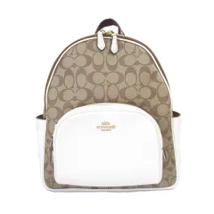 美品 COACH コーチ シグネチャー チャーム付き リュックサック バックパック 5671 ブラウン ベージュ レディース 古着 中古 USED