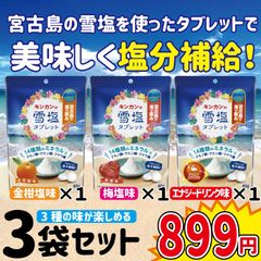 キンカンの雪塩タブレット 80g（金柑塩味、梅塩味、エナジードリンク味 ３種セット）