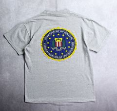 【FBI】ロゴプリント アメリカ製 杢グレー Tシャツ ビンテージ