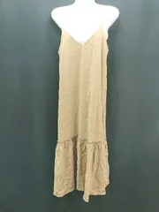 ◇ LOWRYS FARM 薄手 ポケット シンプル おしゃれ ノースリーブ ロング丈 ワンピース サイズF ブラウン レディース E  【1309040025486】