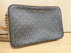 ■ 美品 MICHAEL KORS マイケルコース ショルダーバッグMK柄 PVC×レザー チェーンショルダー 斜め掛け ★