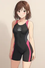 H210セールは1月末まで！ブラックとピンクのカラー切り替えハーフスパッツタイプ女子競泳水着♪練習やトレーニングや撮影用にも♪サイズS