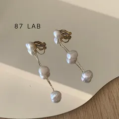 韓国　淡水パール　ピアス　イヤリング　3連　アクセサリー　ハンドメイド　樹脂