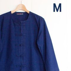 モーホーム　M　長袖　チャイナボタン　インディゴ　タイ服　作業服　タイ農民服