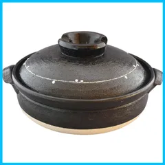 【特価セール】(25cm) 8号 2-3人用 土鍋 一珍かきおとし 萬古焼 32-122 佐治陶器 黒