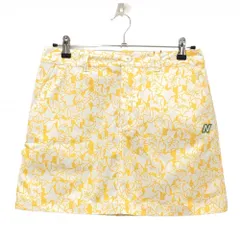 ★SALE価格★【新品】ニューバランス スカート 白×イエロー 総柄 UPF50 インナパンツ付 レディース 2(L) ゴルフウェア New Balance