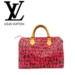 【中古良品】LOUIS VUITTON ルイヴィトン スピーディ30 モノグラム グラフィティ M93704 フューシャピンク ハンドバッグ