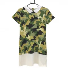パーリーゲイツ 半袖ワンピース ダークグリーン×ベージュ 迷彩 カモフラ ドット レディース 0(S) ゴルフウェア PEARLY GATES