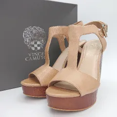 ◇ ◎ VINCE CAMUTO ハイヒール ラウンドトゥ ベルトストラップ 涼しげ サンダル サイズ7.5M ブラウン レディース E  【1308160055380】