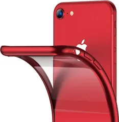 ORANGA iPhone SE ケース 2022 5G 第2世代 iPhone8 / 7用 ケース 透明 ソフトTPU メッキ加工 クリア 薄型 軽量 耐衝撃 黄ばみなし レンズ保護 4.7インチ アイフォンSE3 SE2 7 8カバー レッド