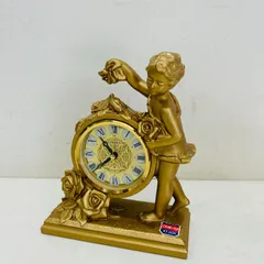 Y053 動作品 CITIZEN シチズン クオーツ 4RG644 金色イブシ仕上 置時計 レトロ アンティーク 検M