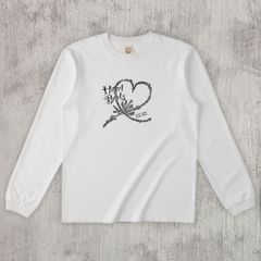 グラフィックロングTシャツ　Heart Beats Mono / Black -Long-