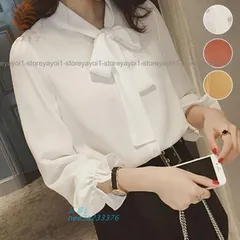 ブラウス レディース シャツ シャツブラウス 長袖 ボウタイ リボン 無地 韓国風 ボウタイブラウス 着痩せ フォーマル オフィスカジュアル xzjhsfh#