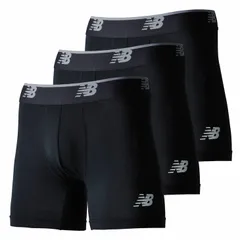 ニューバランス ボクサーパンツ 3枚セット メンズ USサイズ Newbalance メッシュボクサーパンツ 股下5インチ 前閉じ 3Pパック 限定　男性 紳士用  アンダーウェア ブラック ボクサーブリーフ  吸汗速乾 ドライ 下着/LAU13015-BKK