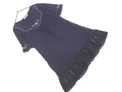 axes femme アクシーズファム ビジュー レース チュニック カットソー sizeM/紺 ■◆ レディース