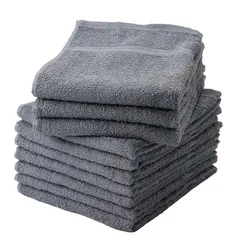 【新着商品】泉州タオル フェイスタオル 薄手(180匁) 日本製 綿100% 吸水 速乾性 業務用 同色10枚セット チャコール 0