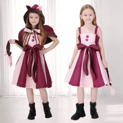 Size:L ハロウィン コスプレ チェシャ猫 子供 可愛い 猫 コスチューム 猫耳 マント しっぽ付 紫 ねこ アニマル 親子 衣装 演出服 イベント 仮装 パーティー 文化祭 クリスマス (L)