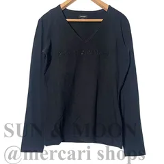 エンポリオアルマーニ メンズ Lサイズ 長袖 カットソー Tシャツ ロンT ブラック ラインストーン Vネック