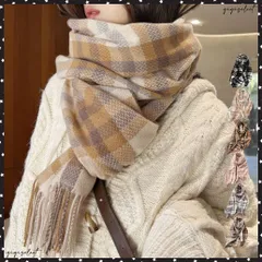 チェック柄 マフラー 大判ストール 秋冬レディース 大人可愛い ロング スカーフショール厚手 リバーシブル ふんわり オシャレ マフラー フリンジ 暖かい 防寒ウールタッチ 韓国 ひざ掛けオルチャン 両面マフラー大きめ