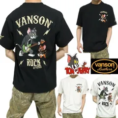 VANSON Tシャツ バンソン ヴァンソン 半袖トムとジェリー ギター/ベース コラボ TOM & JERRY メンズ キャラクター TJV-2513 刺繍 ブラック/ホワイト サイズM/サイズL/サイズXL ネバーマインド ネバーマインド