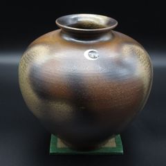 ★陶器 京焼 康月造 丸型 花器 花生 花瓶 飾壺 壺 置物
