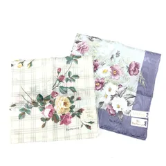 BURBERRYS バーバリーズ コットンハンカチ 2枚セット  花柄/チェック柄    パープル/グレージュ レディース / 240001149221