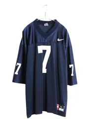 【お得なクーポン配布中!】 90s USA製 ナイキ 両面 プリント フットボール ジャージ メンズ XL / オールド メッシュ ナンバリング スウッシュ 大きいサイズ 重ね着 紺