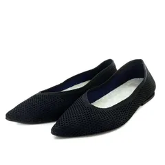 インディヴィ INDIVI 【褒められパンプス】超軽量マルチニットパンプス フラット ポインテッドトゥ メッシュ 23.5cm 黒 ブラック /YOのサムネイル