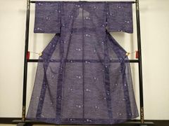夏物 本場琉球絣 単衣 着物 壁上布 紗紬 青紫 琉球絣 正絹 燕 - メルカリ