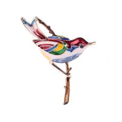 野鳥 ピンク エナメル ブローチ 鳥 枝 自然 幸運 開運 自由 羽 カラフル 縁起物 風水 野鳥 お揃い ギフト ペア 贈り物 贈りもの 新品