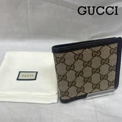 GUCCI グッチ 財布 二つ折り 150413-0416 GUCCI グッチ GGキャンバス 2つ折財布 カーキベージュ ダークブラウン